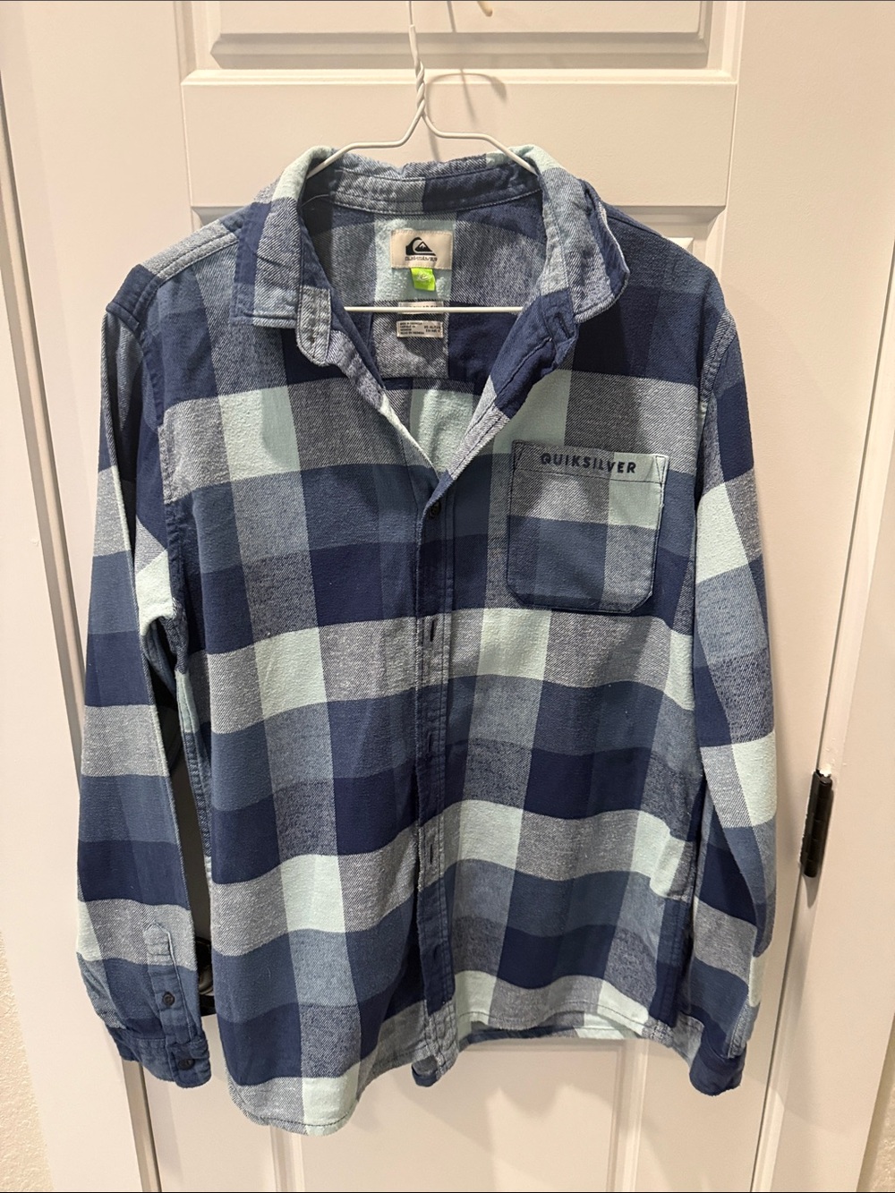 Quiksilver Boys Blue and Light Blue Plaid Button-Down Shirt